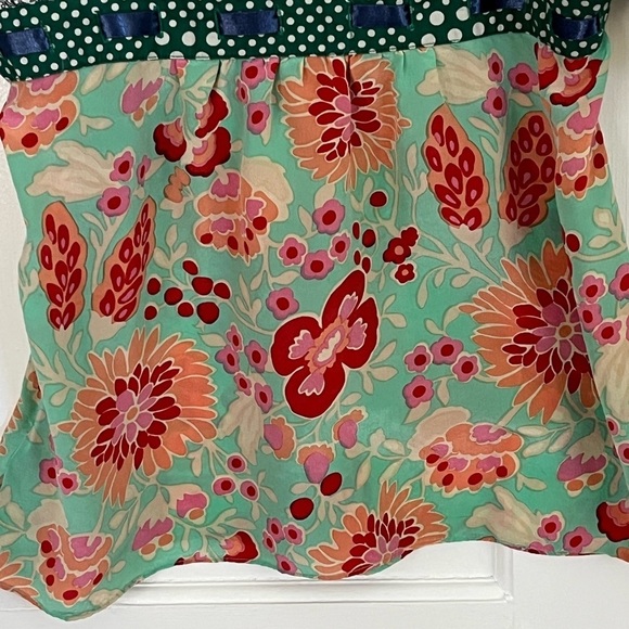 Anthropologie FEI Flores Peasant Top Blouse Mixed Media Silk Floral Embroidery 8 - Picture 9 of 12